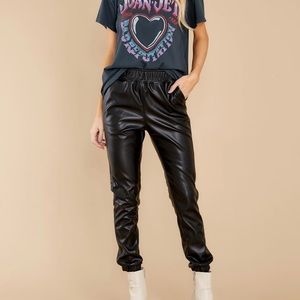 Black Faux Leather Joggers/Pants